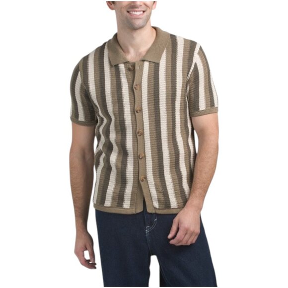 SOLITAIRE Striped Textured Sweater Shirt - Picture 1 of 4